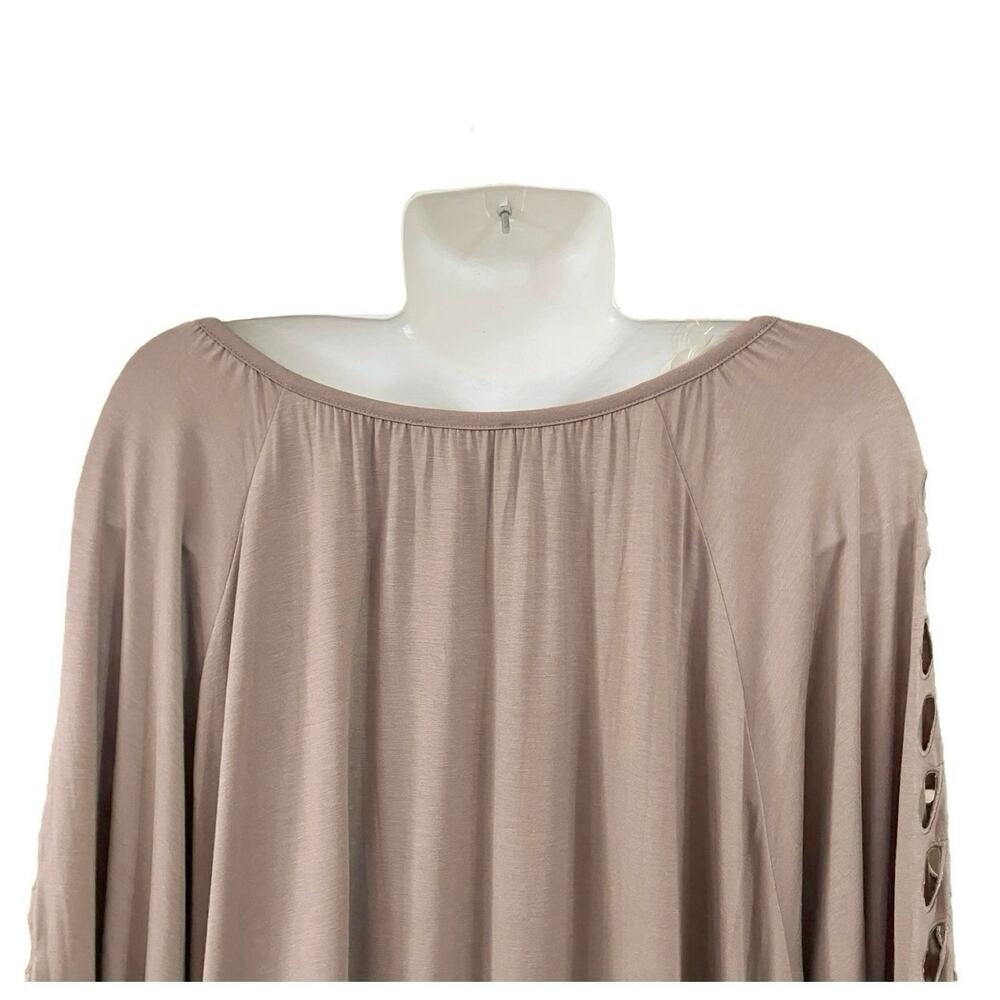 Chelsea & Theodore Women's Camel Brown Split Neck 3/4 Sleeves Tunic | Size 3X - Picture 5 of 9
